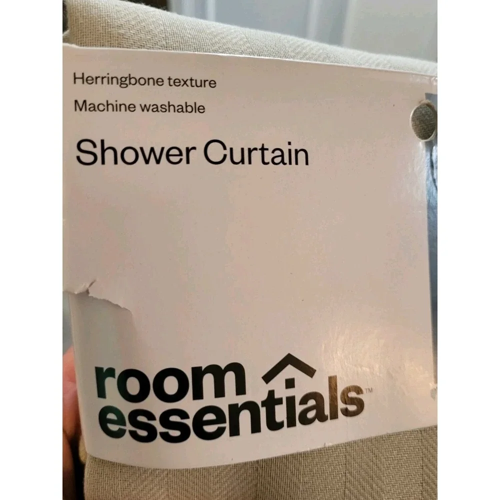 New Room Essentials Tan Herringbone Fabric Shower Curtain 72x72